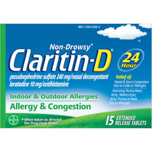Claritin D OTC 24hr Tablet Sudafed 15ct