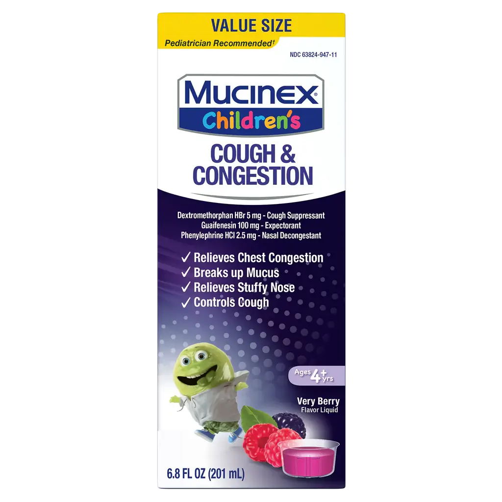 Children’s Mucinex Cough & Chest Congestion, Berry, 4 oz 1 Children’s Mucinex Cough & Chest Congestion, Berry, 4 oz