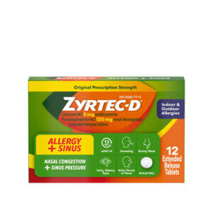 Zyrtec-D Allergy + Congestion Tablets, 12 Hour, 12 Count